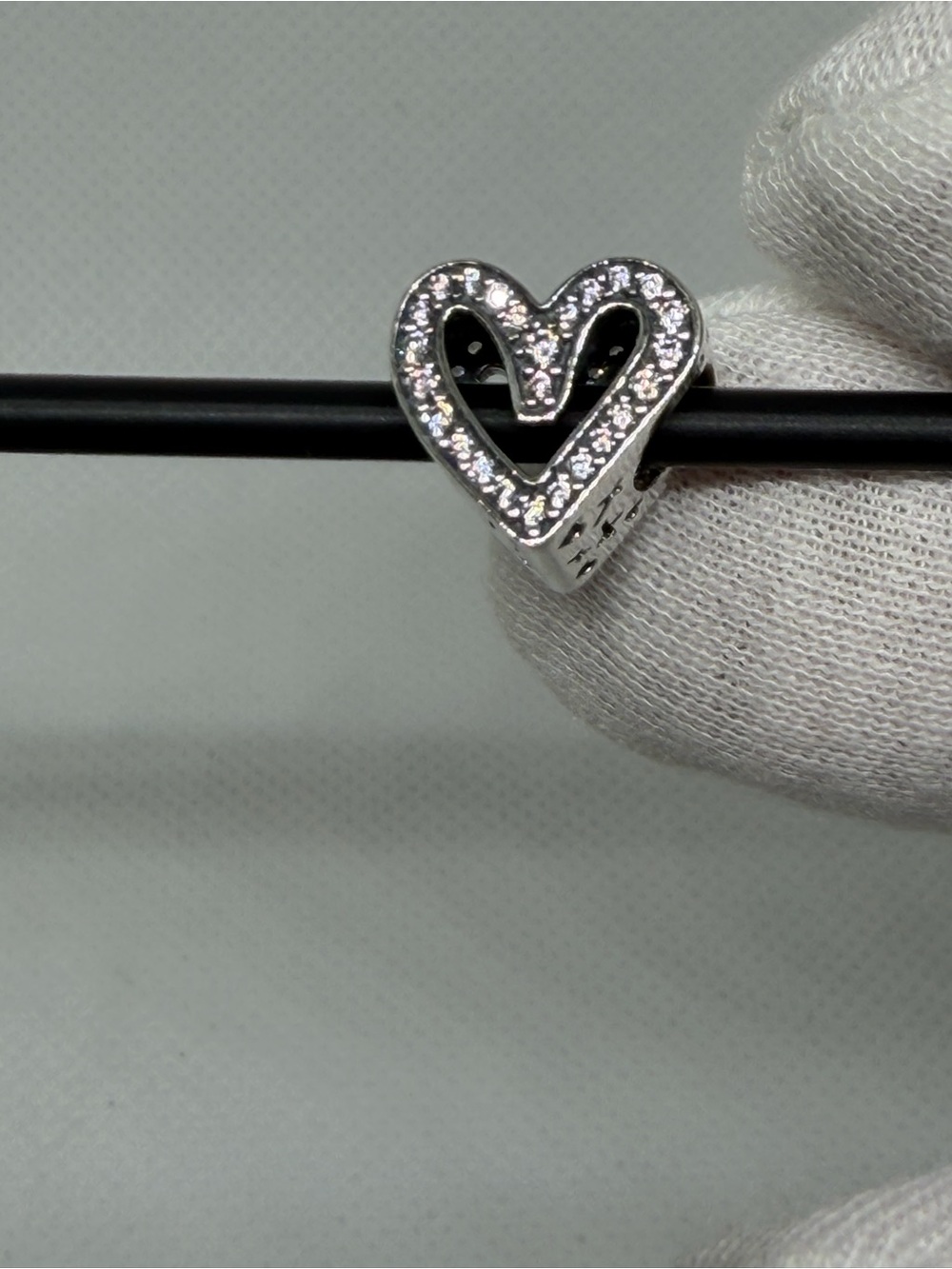 Pandora 798692C01 Sterling Silver Pave Heart Charm - Sparkling Clear Stones